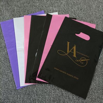 China Guangzhou Recyclable Cheap Printing Cute Die Cut Garment Plastic Bags With Logo For Clothes Shopping Bag for sale