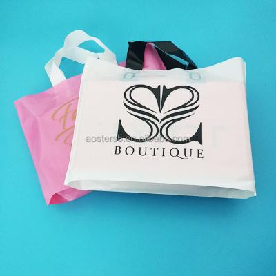 China Newest Recyclable Luxury Gift Boutique Packing Small Plastic Bags Shopping Bag Custom Logo Handle Bag for sale