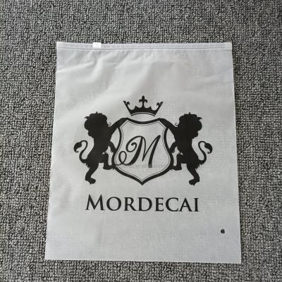 China low moq good quality low price recyclable custom logo printing frosted zipper lock bag for clothes packaging for sale