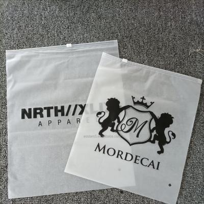 China Good Quality Recyclable Low Price Custom Logo Printing Frosted Zipper Lock Bag For Clothes Packaging for sale