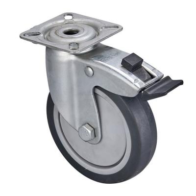 China TPR+PP Silent Caster Swivel Belt Brake Supply Silent Light Duty Casters 2 Inch Anti-static Elastic Rubber Casters for sale