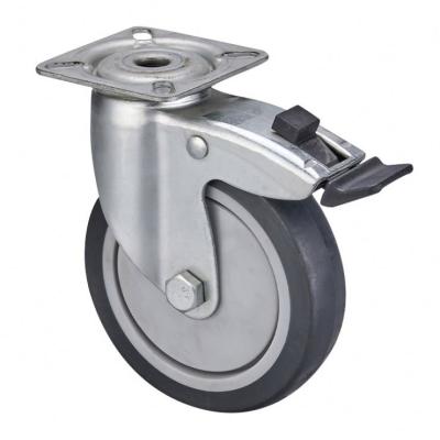 China Low MOQ Supply Gray 3 Inch Lightweight Elastic Rubber Silent Universal Casters Wheels Anti-Static Casters for sale