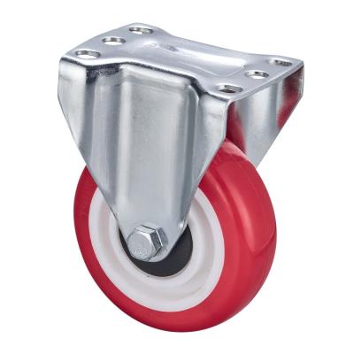 China Rigid Industrial Outdoor Flat Fixed Red Casters Silent Elastic Rubber Casters for sale