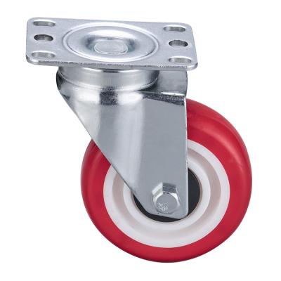 China PIVOT Industrial Flat Red Swivel Casters Silent Elastic Rubber Casters Anti Slip for sale