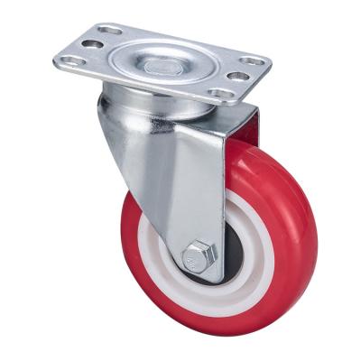 China Industrial PIVOT Swivel PU Flat Casters With Iron Core Anti Slip Use Medium Duty Casters for sale