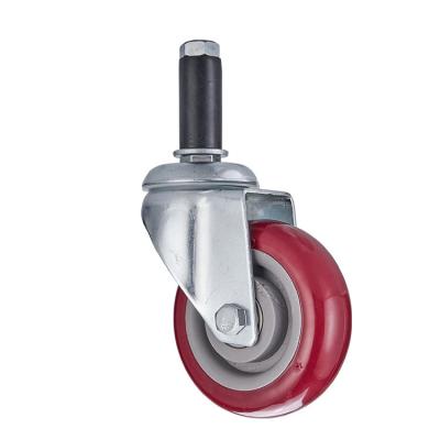 China PIVOT Height Quality 3 Inch Caster Wheels Handcart Caster PVC Red Plug-in Casters for sale