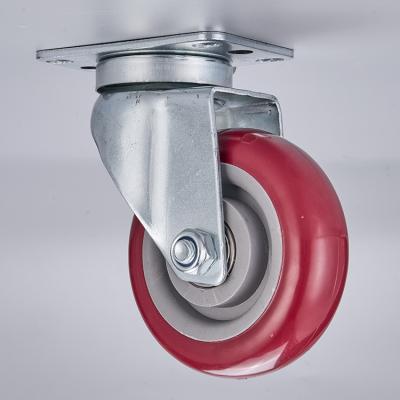 China PIVOTING 3 Inch Swivel Casters PVC Anti Slip Vintage Flat Red Wear Resistant Medical Material Medium Duty Casters for sale