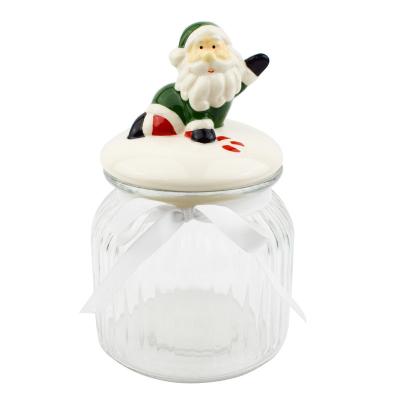 China Santa Claus Kitchen Home Use Glass Custom Sustainable Storage Jar Ceramic Crafts for sale