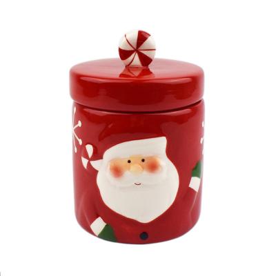 China Factory direct sales Christmas ceramic storage tank viable hand paint ceramic sealed box for sale