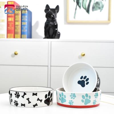 China Customized Creative Personalized Ceramic Non-automatic Pet Bowl Cat Dog Food Bowl Drinking Water Pet Food Utensils for sale