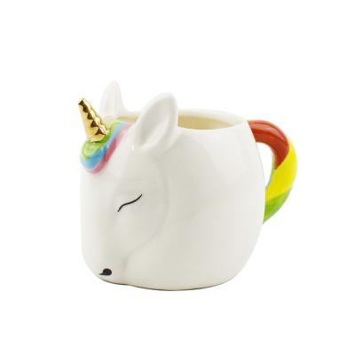 China Viable Wholesale European Ceramic Cup Gold Plated Fashion Hand Painted Horn Ceramic Mug for sale