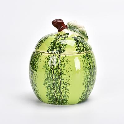 China Wholesale cover watermelon shape storage tank can be customized in size and color sugar tank ceramic seasoning tank for sale