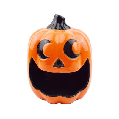 China Modern Painted Dolomite Ceramic Pumpkin Modeling Ceramic Nest Halloween Pumpkin Artware Decorations Customization for sale