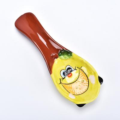 China Viable Ceramic Pear Shaped Ceramic Spoon Holder Meal Shape Fruit Spoon Kitchen Utensils Creative Gift for sale