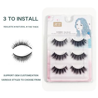 China Girl Natural Wholesale Waterproof Multilayer Offset Makeup Roll D Loop Effect Deformation Thick False Eyelashes for sale