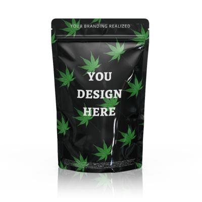 China Recyclable Smell proof stand up pouch edibles 28g resealable packaging zipper zip lock 3.5g mylar bags custom printed for sale