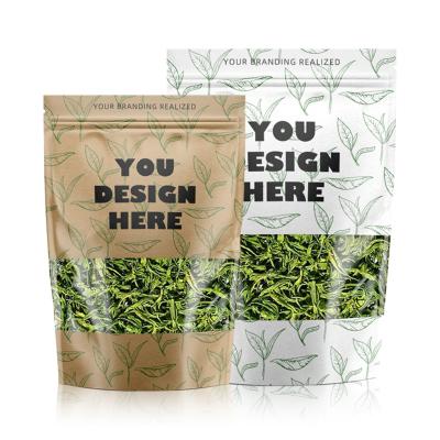 China Recyclable Custom Digital Printed Biodegradable Resealable Food Packaging Kraft Paper Stand Up Pouch Bags with Window for sale