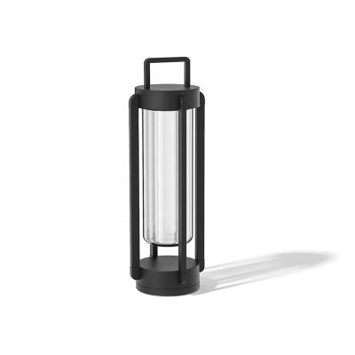 China New Arrivals Industrial Modern Hand Blown Clear Glass Lantern Rechargeable Led Lantern for sale