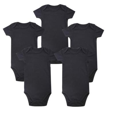 China Black Baby Romper Newborn Jumpsuit Short Sleeves Romper for sale