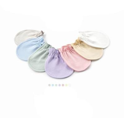 China Four Seasons Solid Color Cotton Newborn Baby Infant No Scratch Mittens 0-3 Months for sale