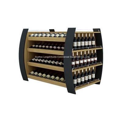 China Modern Customized Wood Display Bottle Shelf Make Storage Wooden Red Wine Cork Rack Rack For Store for sale