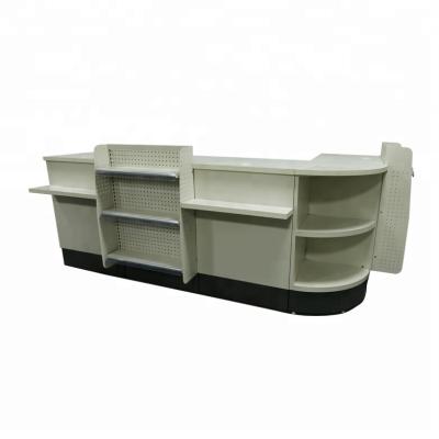 China Light Duty Supermarket Checkout Shop Counter Cashier Counter Cashier Desk With Front Chewing Gum Holder for sale