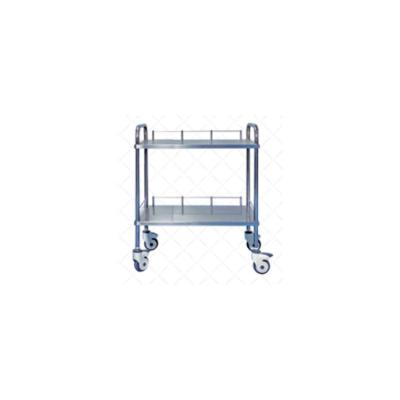 China Hospital Trolley 304 Stainless Steel 2 Shelves Instrument Trolley Stainless Steel Instrument Car YC-K05 for sale