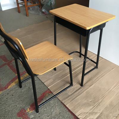 China School Sets HT-100507 Reading Table And Chairs School Furniture School Desk And School Chair Adjustable Double Prices for sale