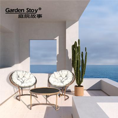 China Eco-freindly Garden story Rattan outdoor furniture rattan 3pcs Garden set outdoor bistro set Garden chairs set for sale