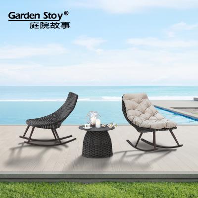 China Eco-freindly Garden story Balcony garden furniture beach leisure relax chair Woven lazy lounger chair Rocking chair for sale