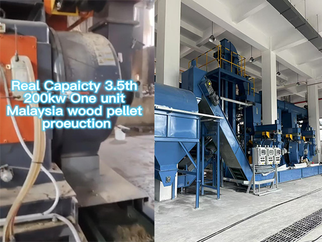 Real Capacity 3.5 T/H 200KW ONE SET WOOD PELLET LINE IN MALAYSIA