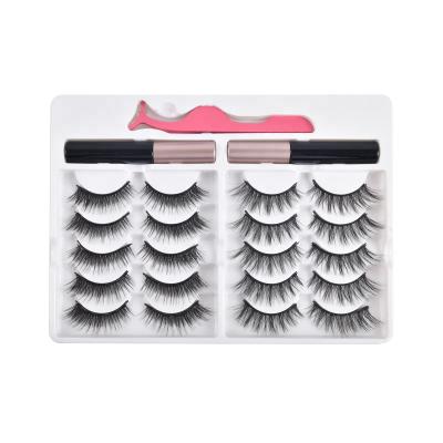 China Long Natural Qingdao 10 Pairs 100% Real 3D 5D Faux Mink False Eyelashes With Private Label Eyelashes With Magnetic Lashes Box for sale