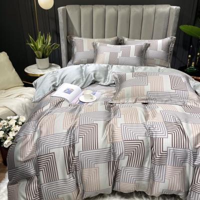 China Dongdixing Fabric Bedding 40S Lanjing Tencel Anti-static Digital Printing Comforter Cover Four Piece Sheet Set for sale