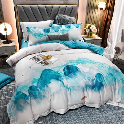 China Sustainable Cotton Bedding Digital Printing Pure 100S Pima Cotton Comforter Cover Four Piece Sheet Set for sale