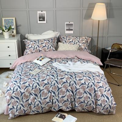 China 2022 Series Nondisposable 40s Spring Summer Combed Cotton Bedding Four Piece Set Pastoral Digital Printing Four Seasons Double for sale