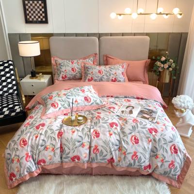 China Long Staple 80S Cotton Sustainable Bedding Fashion Digital Printing Comforter Fitted Sheet Set for sale