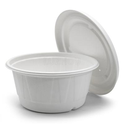 China Food Grade Compostable Sugarcane Bagasse Paper Pulp Biodegradable Round Disposable Salad Bowl for sale