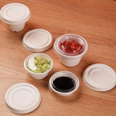 China Compostable Biodegradable Sugarcane Pulp Party Cups and Compostable Trays Chili Sauce Cups For Take-Out Food for sale