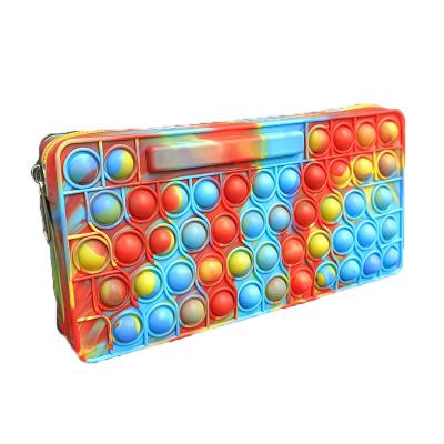 China Schools & Custom Large Capacity Silicon Desks Kids Silicone Pencil Case Colorful Funny Popit For School for sale