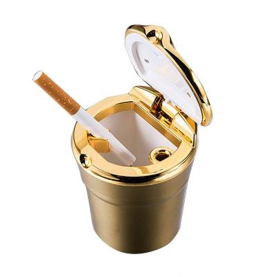 China Custom Mini Metal Car Cigar Ashtray Small Size Round Gift Box With Led Lights for sale