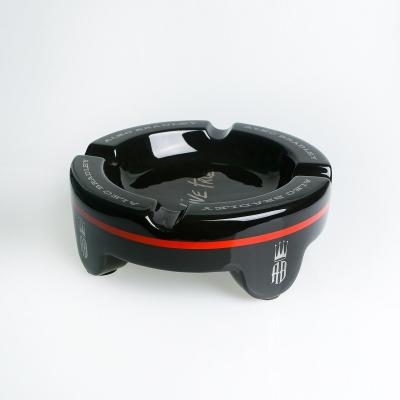 China Smoking Accessories Standing Black Red Round Smoking Custom Cool Ceramic Cigar Ashtray for sale