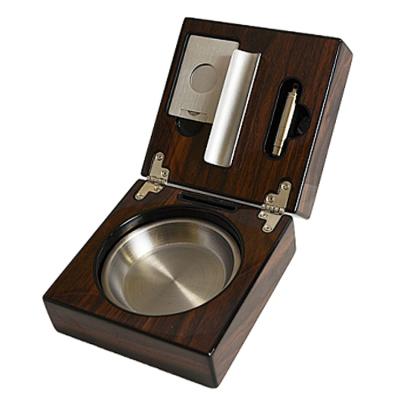 China Visol Tamal Eco-Friendly Ashtray Custom Logo Polished Walnut Travel Cigar Ashtray for sale