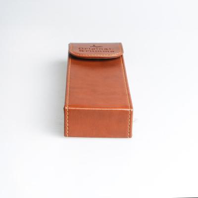 China Wholesale Fashionable Custom Design Square Brown Travel Cigar Pouch Leather Cigar Case for sale