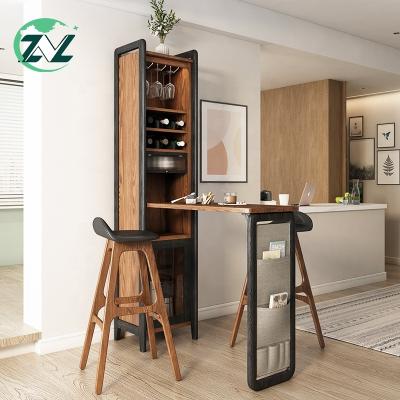 China Collapsible Wooden Bar Counter Storage Wine Table Style Bar Bar Table Cabinet for sale