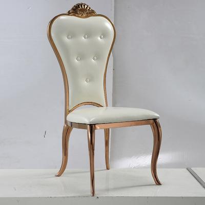 China Gold Modern Wedding Banquet Chair Floral Designs Stainless Steel Back Chair Modern for sale