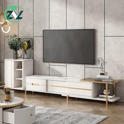 China Modern Adjustable Adjustable TV Stand White Console Cabinet (Other) Storage With Drawers Living Room Furniture Cabinet for sale