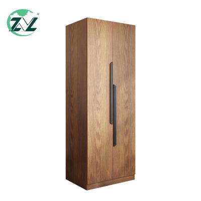 China Two Door Locker Large Capacity Wooden Clothes Storing Cabinet With Steel Hanger Bedroom Wardrobe for sale