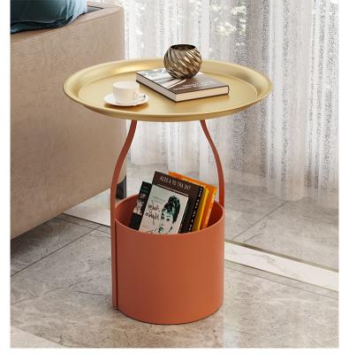 China Easy to Move 2021 Newest Design Luxury Iron Coffee Table Stainless Steel Storage Bin Storage Bin Bedside Table for sale