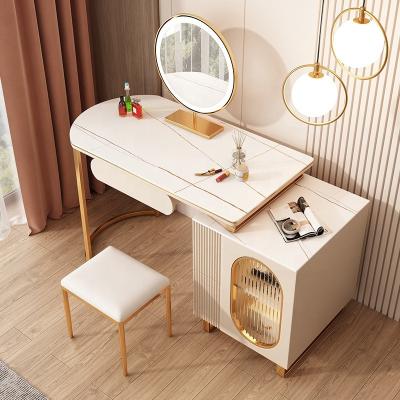 China (Other)Adjustable Vanity Dressing Table Marble and LED Mirror Makeup Bedroom Designs Modern Dressing Table for sale