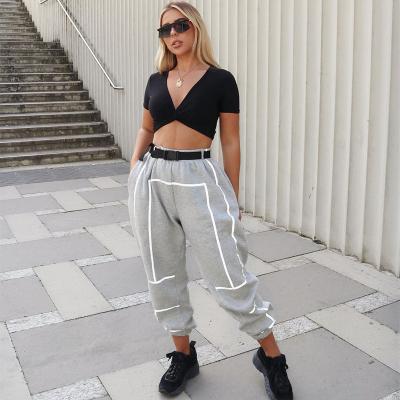 China 2021 Spring And Summer New Style Reflective Striped Pants Sports Casual Pants Women Breathable for sale